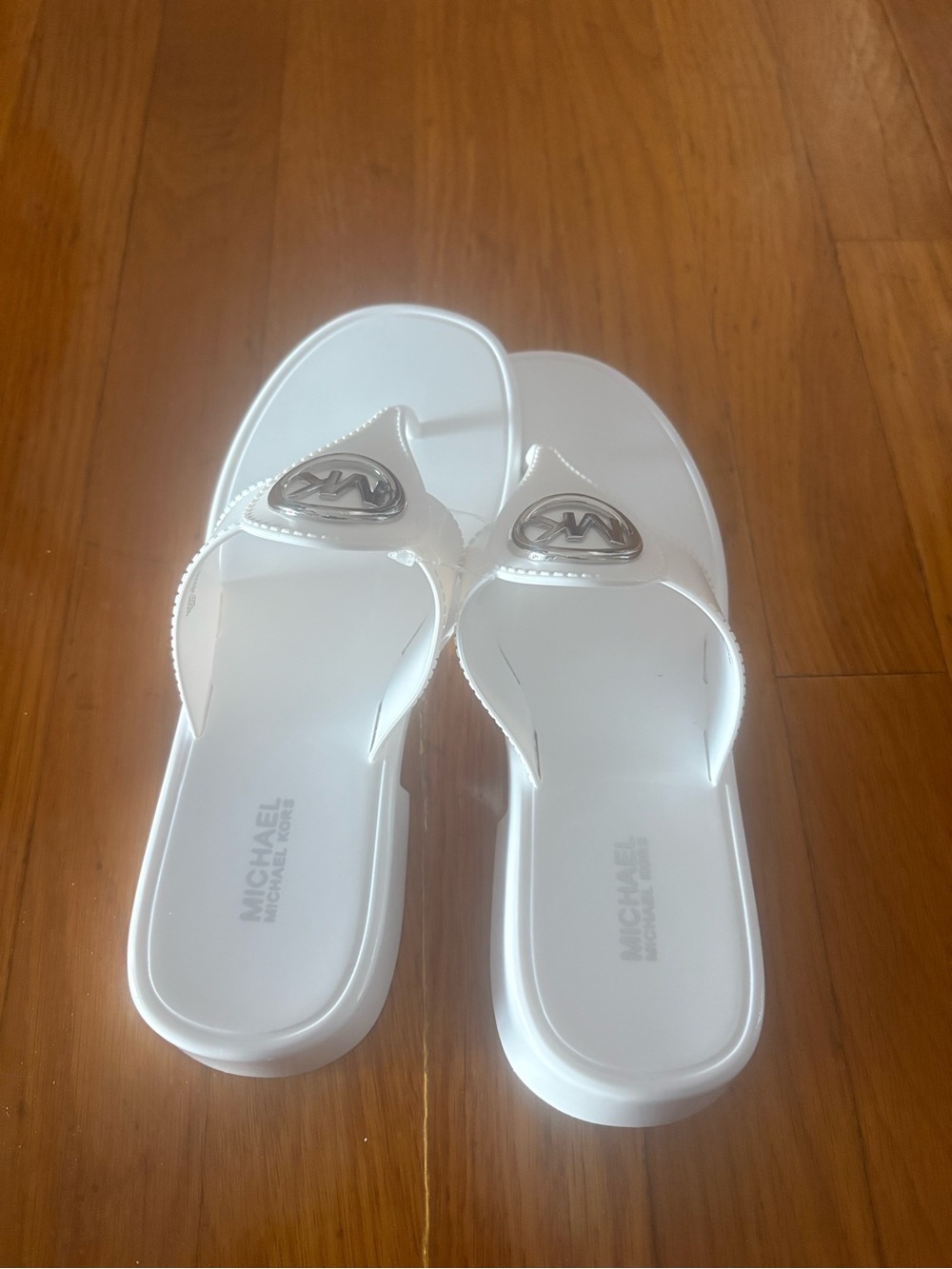 Michael Kors White Jelly Logo Thong Sandals